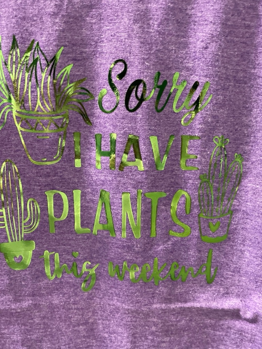 & Other Stories Purple Short Sleeve Tee with Green Foil Plant Graphic